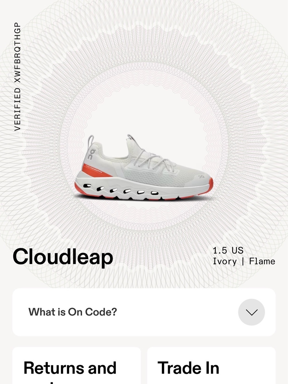 On Cloudflow Cloudleap Sneaker in Ivory & Flame kids